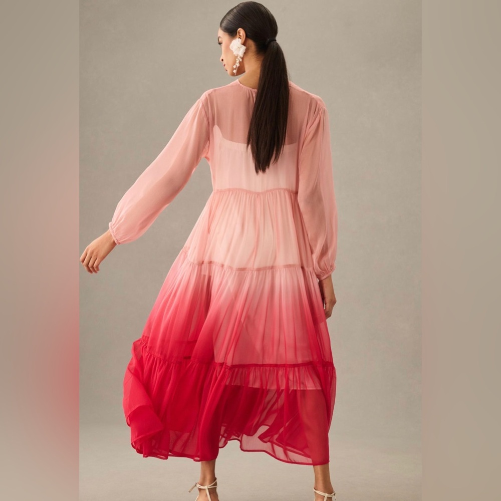 By Anthropologie Tiered Sheer Ombre Duster NWT - Picture 5 of 6